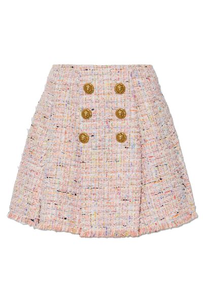 Balmain Buttoned Tweed Mini Skirt