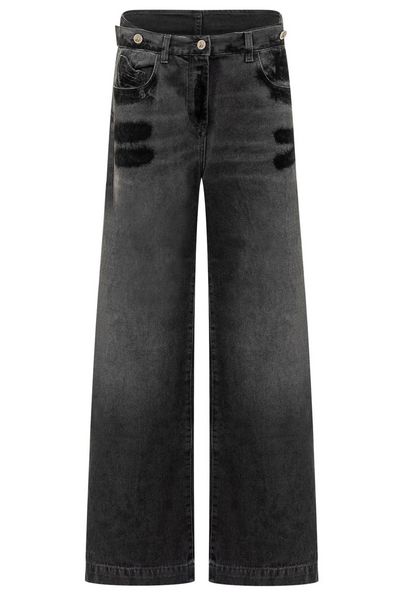 The Attico Logo Patch Wide-Leg Jeans