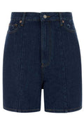 Marine Serre Logo Patch Panelled Denim Shorts