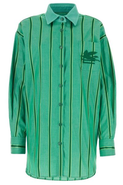 Etro Logo Embroidered Striped Shirt