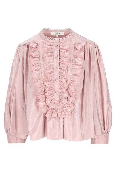 Chloé Gathered Ruffle Top