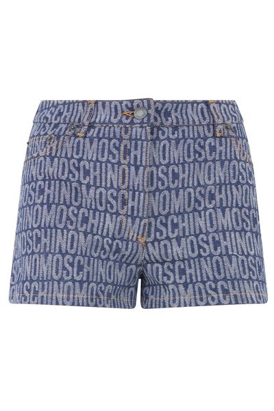 Moschino All-Over Logo Denim Shorts