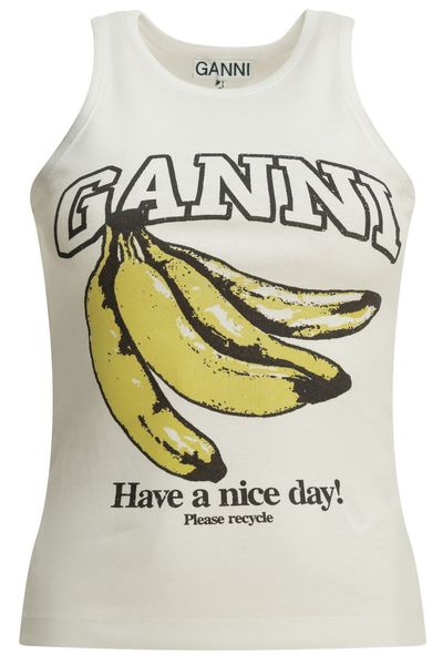 Ganni Banana Graphic Ribbed Tank Top
