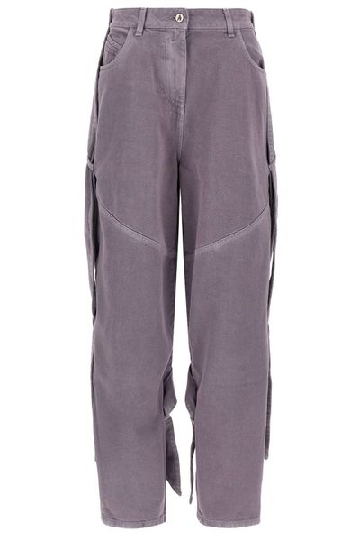 The Attico Strap Detail Wide-Leg Jeans