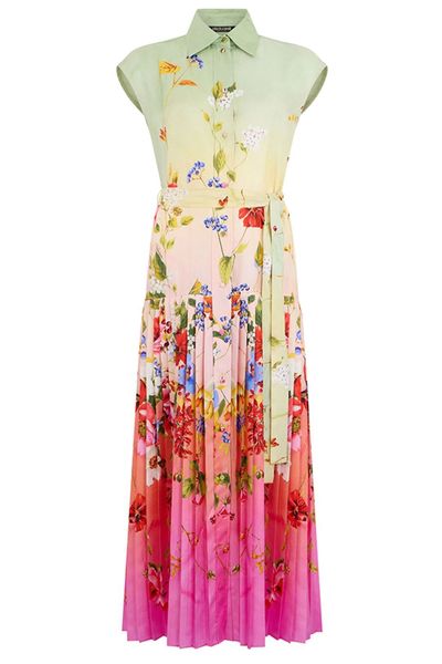 Roberto Cavalli Floral Pleated Midi Dress