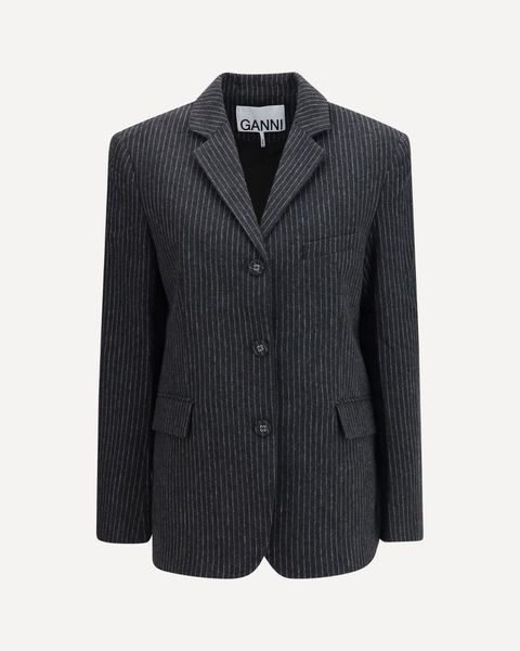 Ganni Pinstripe Tailored Blazer