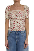 Dolce & Gabbana Small Rose-Printed Charmeuse Top
