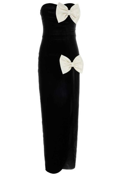 Alessandra Rich Bow Detail Velvet Dress
