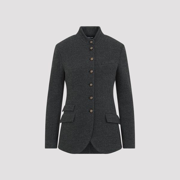 Giorgio Armani Stand Collar Herringbone Blazer