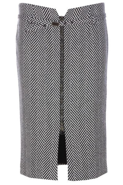 Tom Ford Chevron-Pattern Zipped Midi Pencil Skirt
