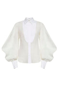 Brunello Cucinelli Puff-Sleeved Panelled Shirt