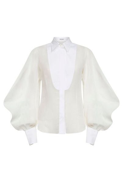 Brunello Cucinelli Puff-Sleeved Panelled Shirt