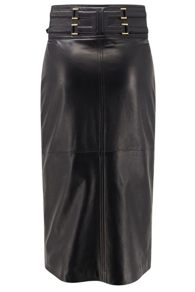 Elisabetta Franchi Logo Embossed Leather Skirt