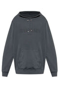 Balmain Logo Embroidered Vintage Drawstring Hoodie