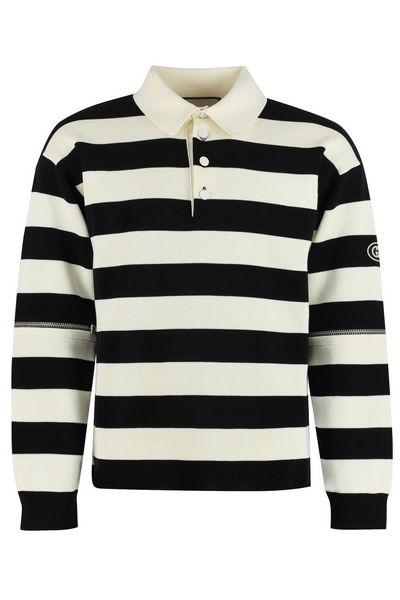 Gucci Logo Patch Striped Polo Shirt