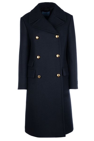 Prada Logo Patch Double-Breasted Coat