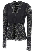 Rabanne Lace Cut-Out Long-Sleeve Top
