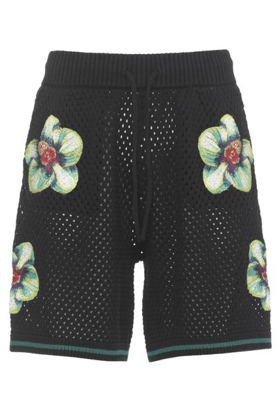 Casablanca Floral Embroidered Knit Shorts