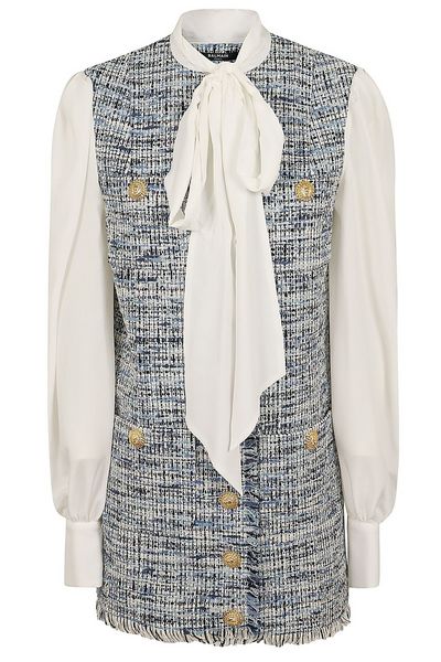 Balmain Pussy Bow Tweed Dress
