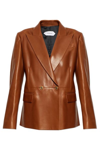 Versace Double-Breasted Leather Blazer
