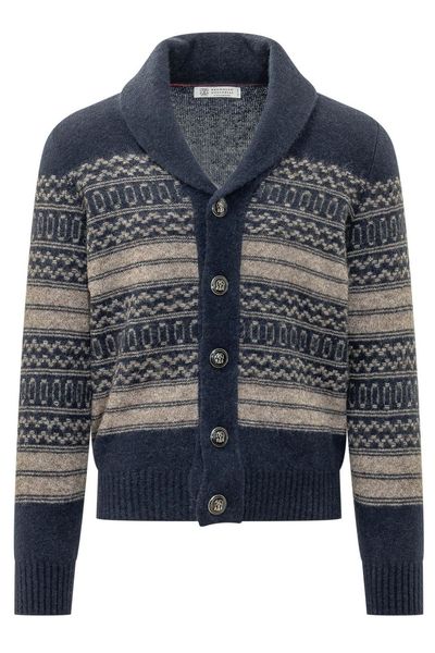 Brunello Cucinelli Patterned Shawl Collar Cardigan