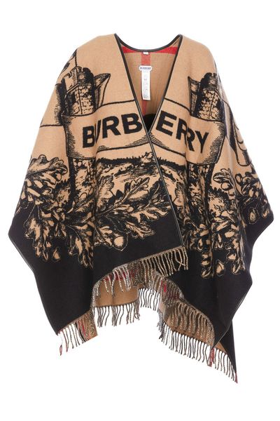 Burberry Equestrian Knight Fringed-Edge Cape