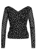 Dolce & Gabbana Polka-Dot Printed Wrap-Front Neck Tulle Top