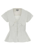 Ganni Ruffled Peplum Tie-Front Top