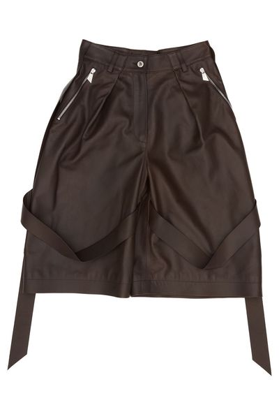 The Attico Wide Leg Leather Shorts