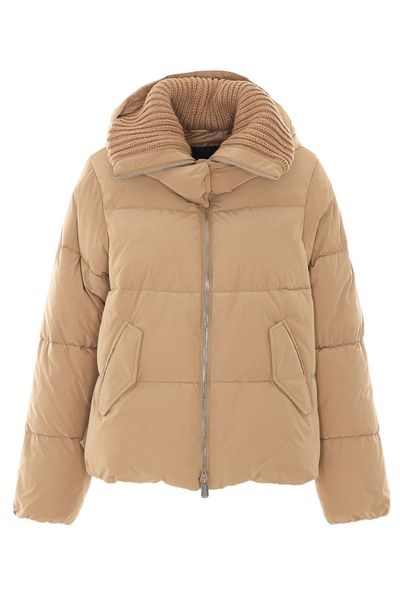 Pinko Ribbed-Collar Zipped Puffer Coat