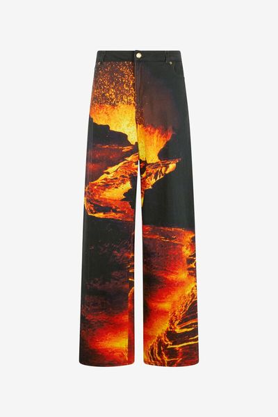 Roberto Cavalli Lava Print Wide-Leg Jeans
