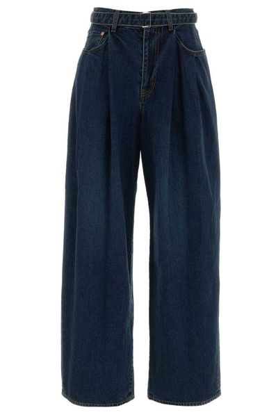 Sacai Wide Leg Pleated Jeans