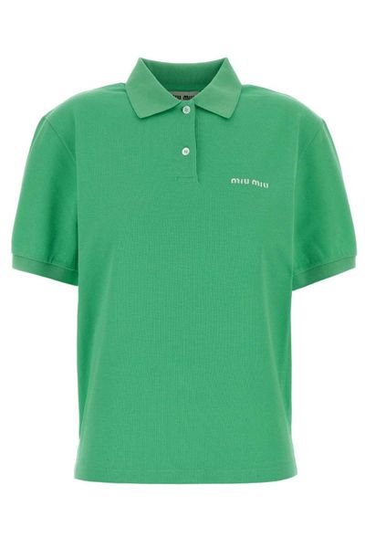Miu Miu Logo Piqué Polo T-Shirt