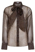 Brunello Cucinelli Polka Dot Tie-Neck Shirt