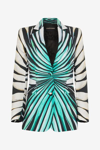 Roberto Cavalli Sea Print Silk Blazer