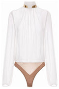 Elisabetta Franchi Pleated High-Neck Bodysuit
