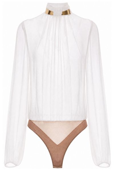 Elisabetta Franchi Pleated High-Neck Bodysuit