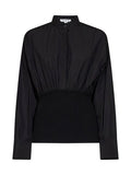 Alaïa Gathered Ribbed Waist Poplin Shirt