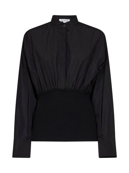 Alaïa Gathered Ribbed Waist Poplin Shirt