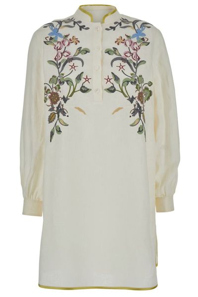 Valentino Floral Patterned Long-Sleeved Mini Dress