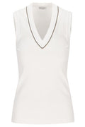 Brunello Cucinelli Shiny Pip Ribbed Jersey Top