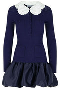 Self-Portrait Knitted Taffeta Mini Dress