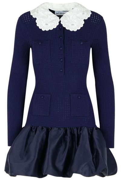 Self-Portrait Knitted Taffeta Mini Dress