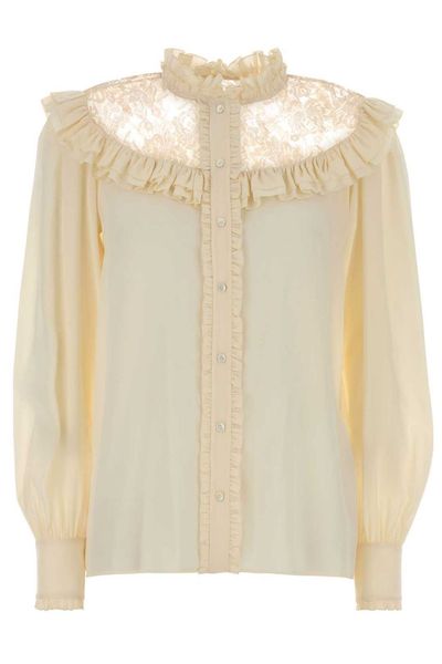 Chloé Ht 40 Ruffled Lace Panel Blouse