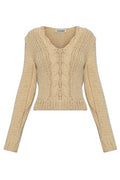 Jil Sander Cable-Knit Cropped Knitted Sweater