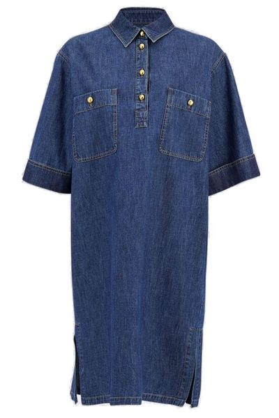 Valentino Collared Short-Sleeve Denim Shirt Dress