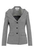 Alexander McQueen Gingham Check Off-The-Shoulder Harness Jacket
