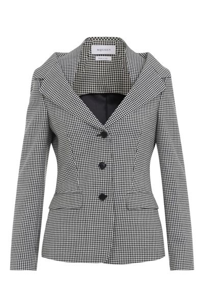 Alexander McQueen Gingham Check Off-The-Shoulder Harness Jacket