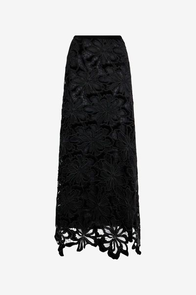 Roberto Cavalli Floral Lace Long Skirt