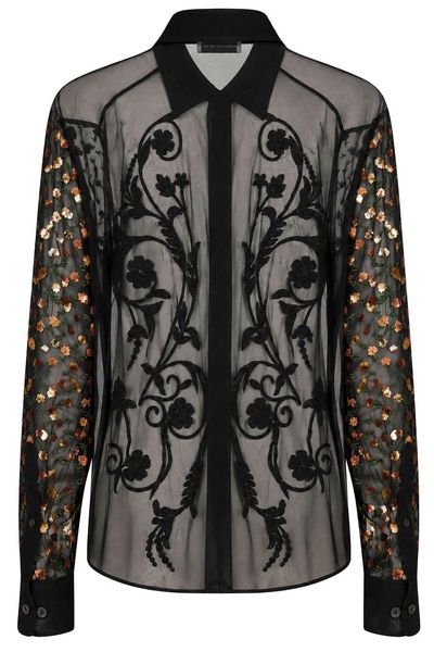 Dries Van Noten Beaded Floral Embroidered Shirt